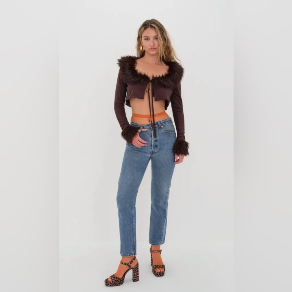 For Love and Lemons Esme Faux Suede Crop Jacket